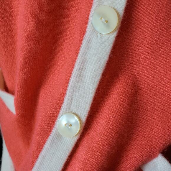 Women Talbots Coral Ivory Cashmere Cardigan PL Ladylike Retro Classic Career NEW - Picture 2 of 11